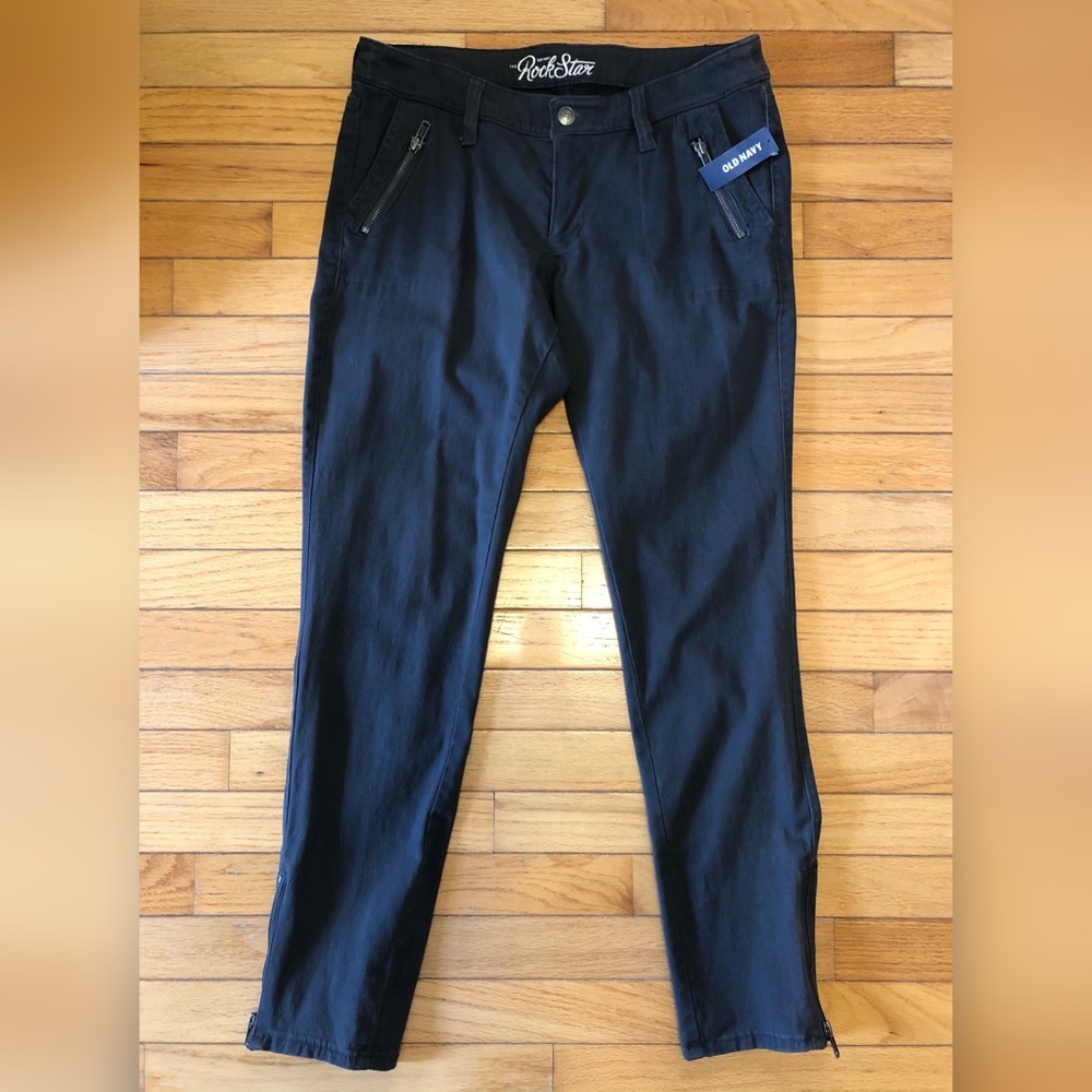 Old Navy Women's Mid-Rise Rockstar Gray Super Skinny Jeans w/Zippers Size 10 NWT